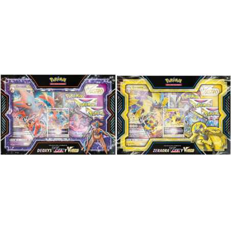 Spanish Pokemon Pack 6 Collectible card game boxes Deoxys Vmax Zeraora Vmax assorted