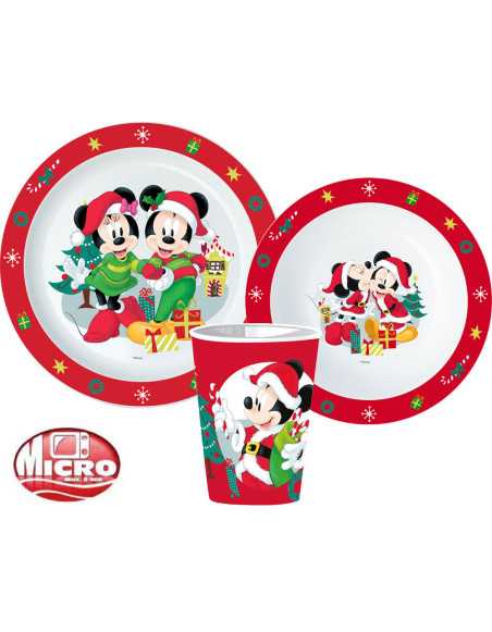 Disney Minnie Mickey Christmas Dinner set microwaveable plastic