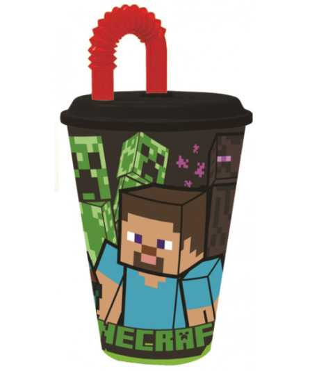 Gobelet en plastique avec paille Minecraft - 430 ml - My Party Kidz